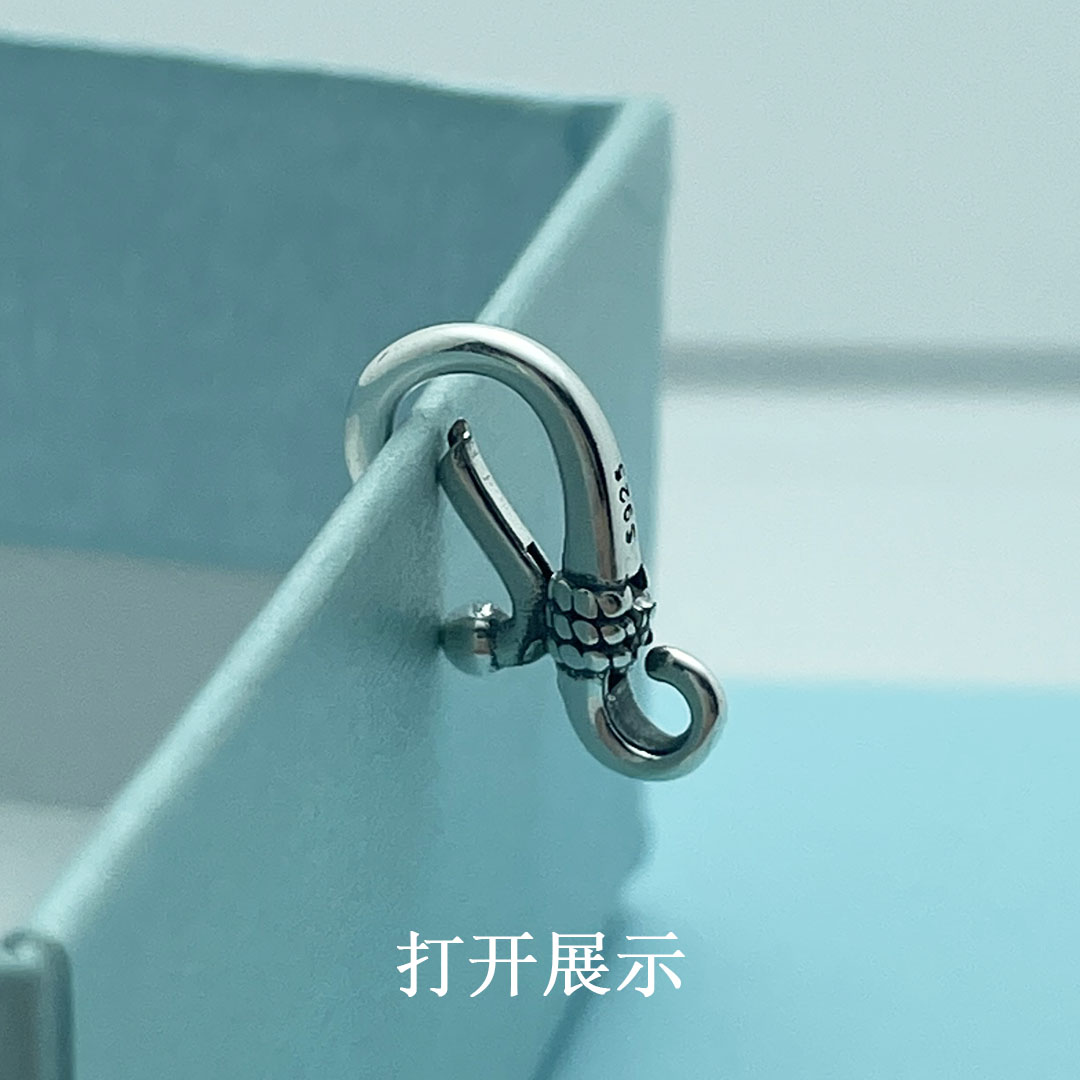 S925纯银8字扣鱼钩扣头DIY