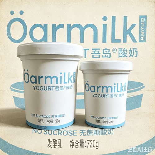 Oarmilk吾岛share系列720g桶家庭装低温浓稠0蔗糖酸奶益生菌