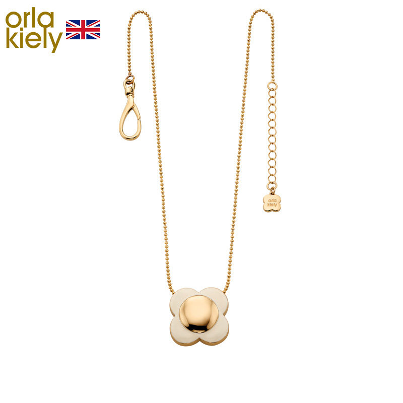 Orla Kiely英国特色奶油花吊坠项链镀18K金个性首饰锁骨链女配饰