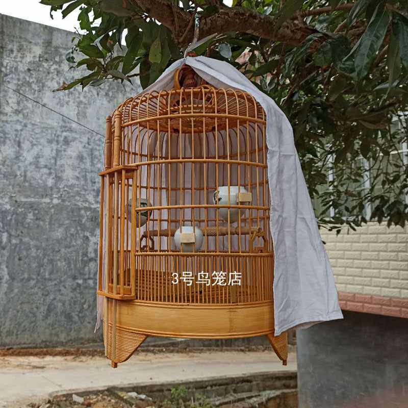高档竹制画眉鸟笼子广式大号清远36公分八哥四喜公鸟笼清漆全套包_虎窝淘