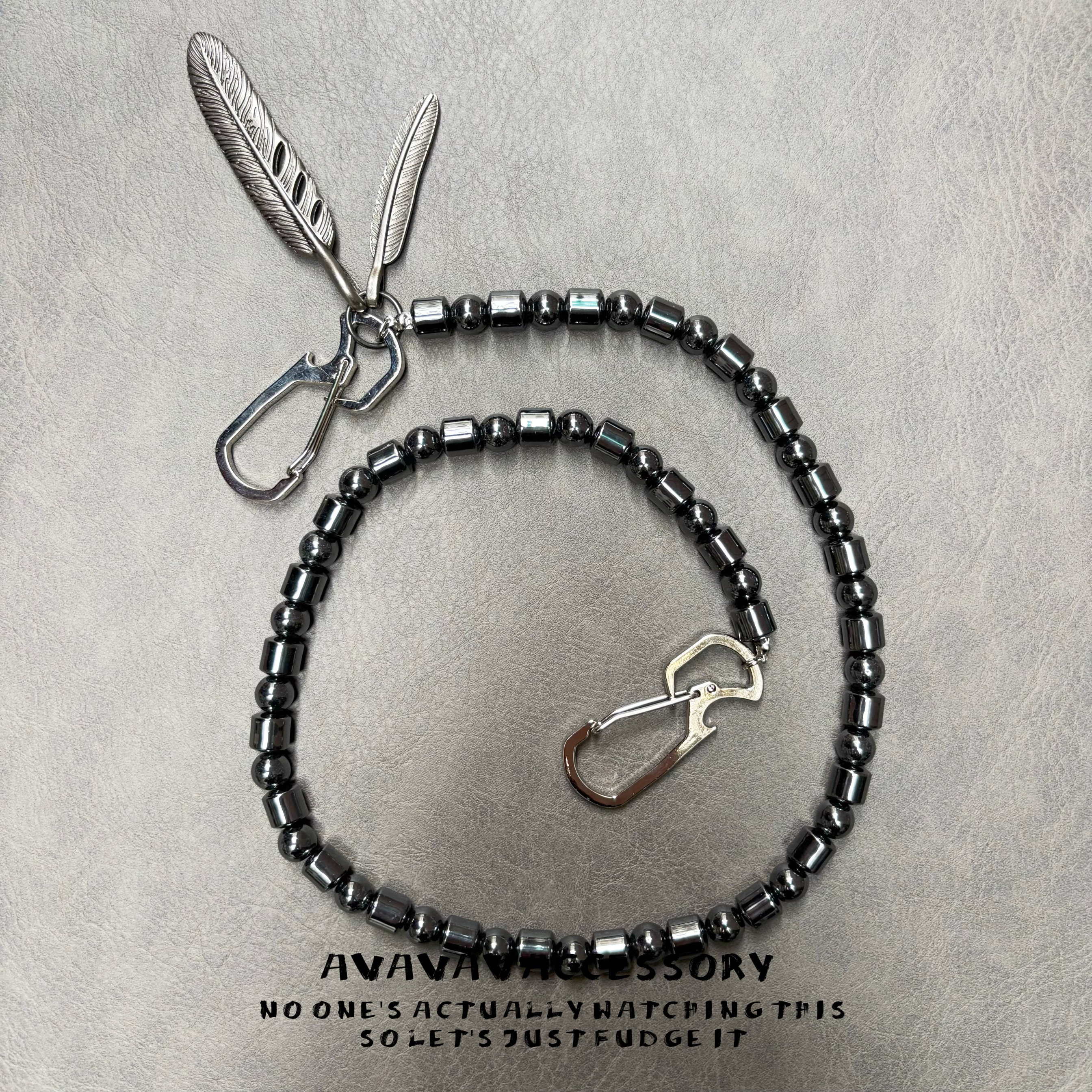 AVAVAV 黑胆石牛仔裤裤链朋克时尚街舞羽毛腰链简约男女同款配饰