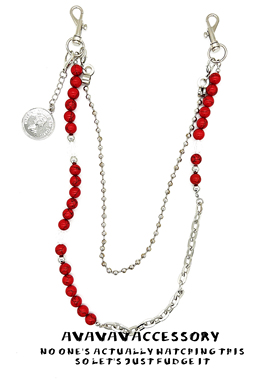 AVAVAVA 原创红底黑纹石可拆卸裤链复古小众vibe单层腰链牛仔裤链