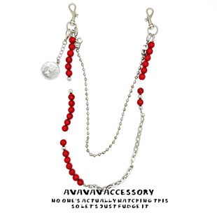 链 链复古小众vibe单层腰链牛仔裤 AVAVAV 原创红底黑纹石可拆卸裤