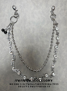 AVAVAVA 朋克嘻哈牛仔腰链复古带钻装饰裤链裤子配饰包包挂链