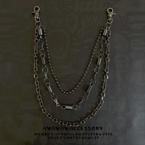 AVAVAVA 男女同款牛仔裤裤链单车片弹簧三链朋克嘻哈暗黑腰链包链