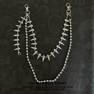 AVAVAVA原创小众remake子弹尖刺牛仔裤裤链朋克嘻哈暗黑双层腰链