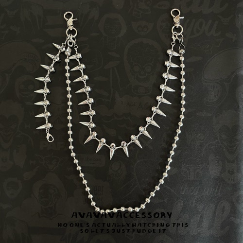 AVAVAVA原创小众remake子弹尖刺牛仔裤裤链朋克嘻哈暗黑双层腰链