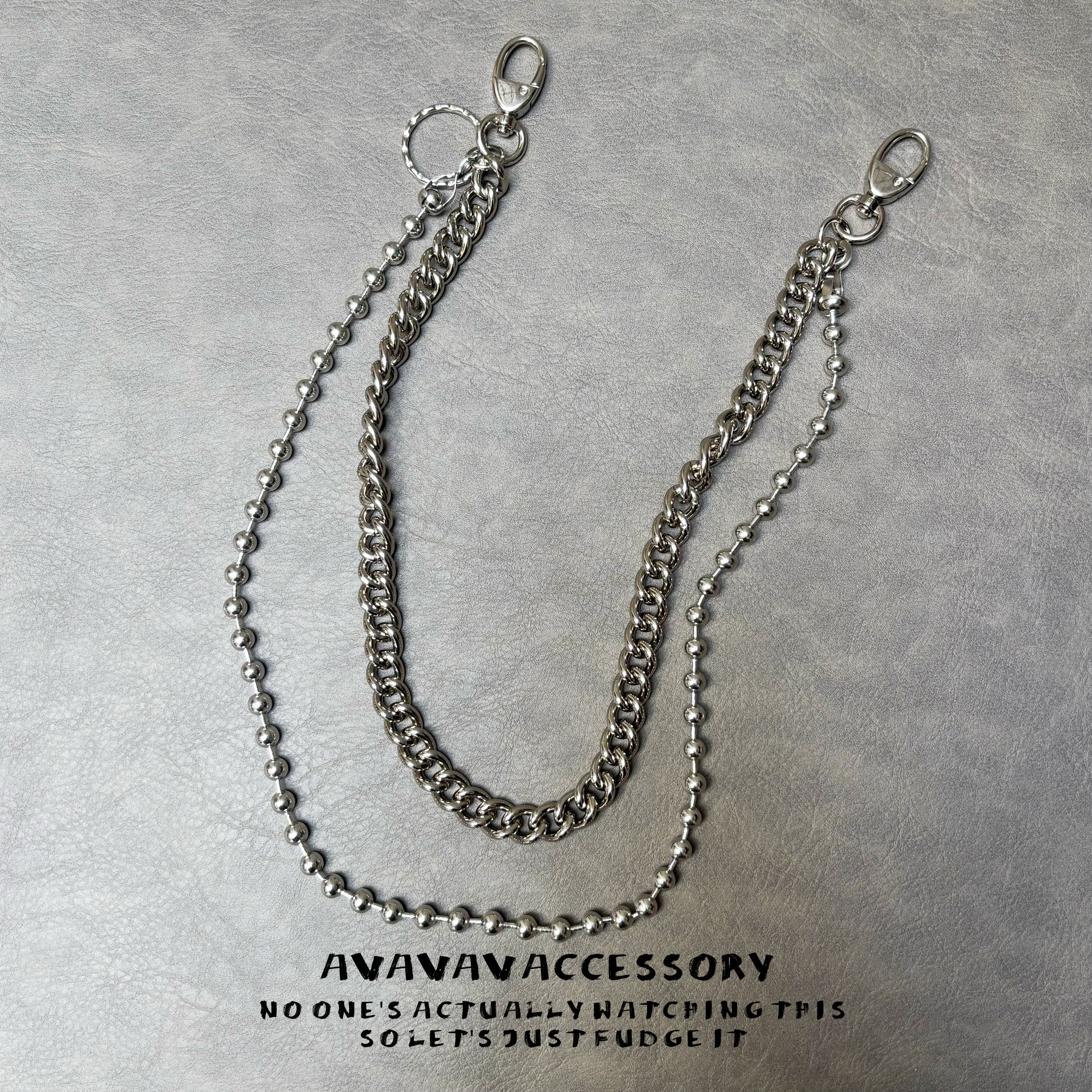 AVAVAV 复古双层牛仔裤裤链休闲腰链小众包包挂链装饰链