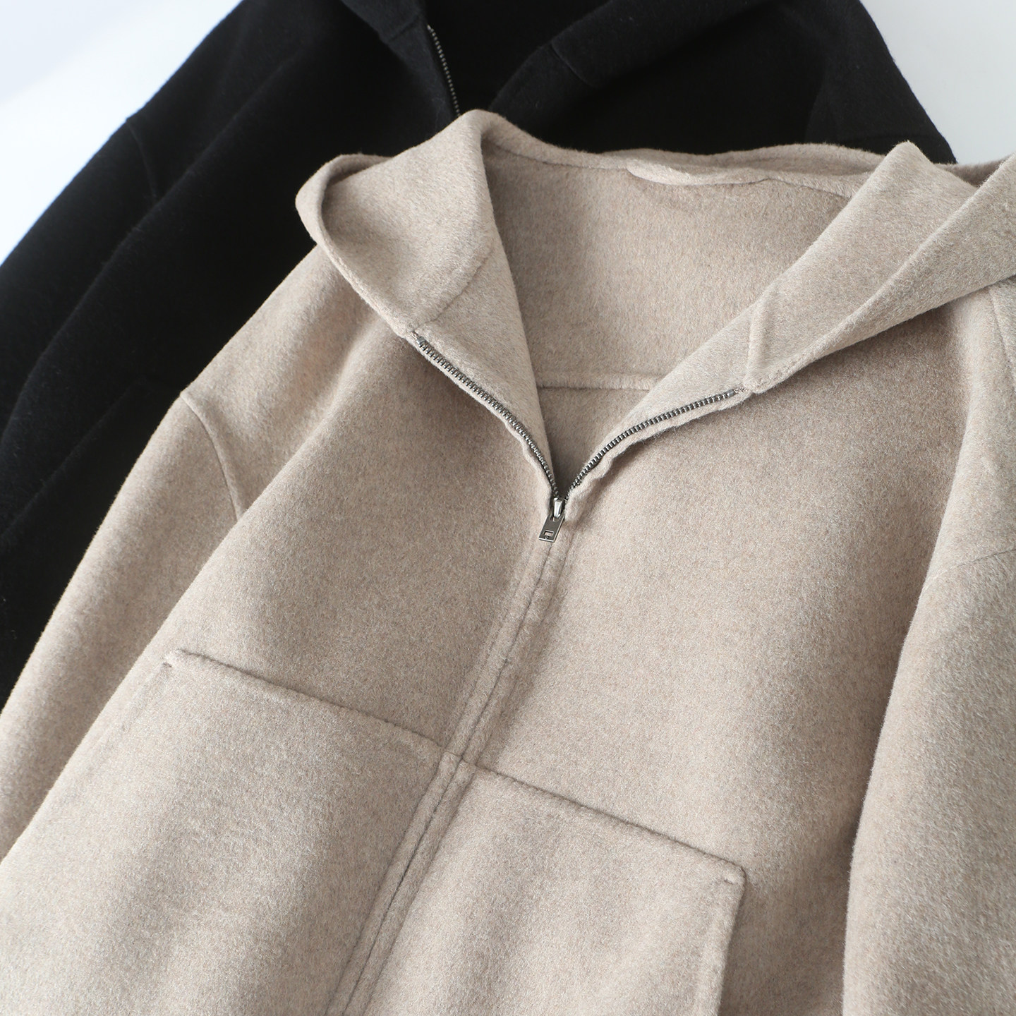 【柜1K+！质感在线！】秋冬羊绒落肩廓形连帽拉链羊毛夹克外套女,女装/女士精品,毛呢外套,淘宝优惠券,粉丝福利购,淘宝优惠卷