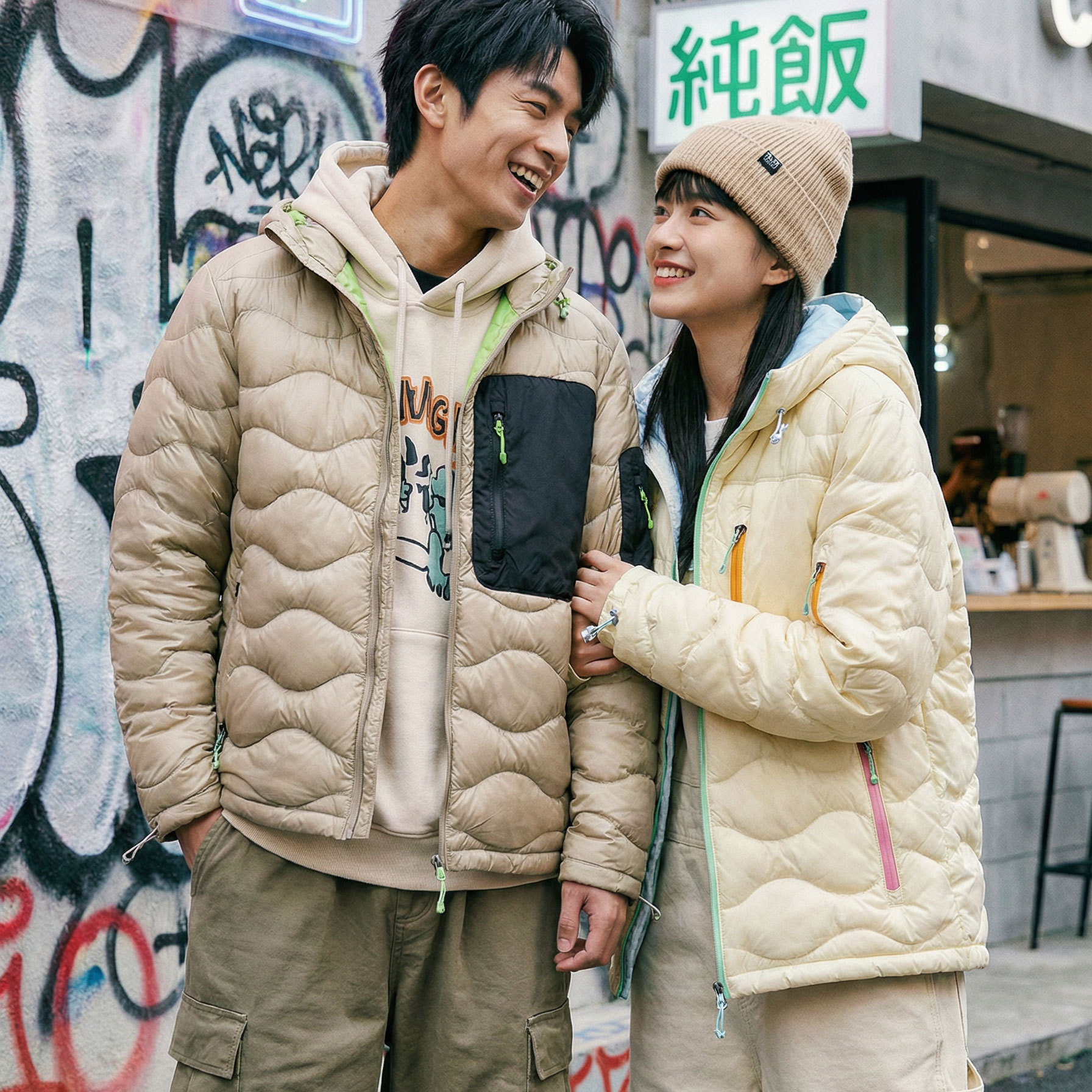 户外运动风保暖轻量化情侣羽绒服