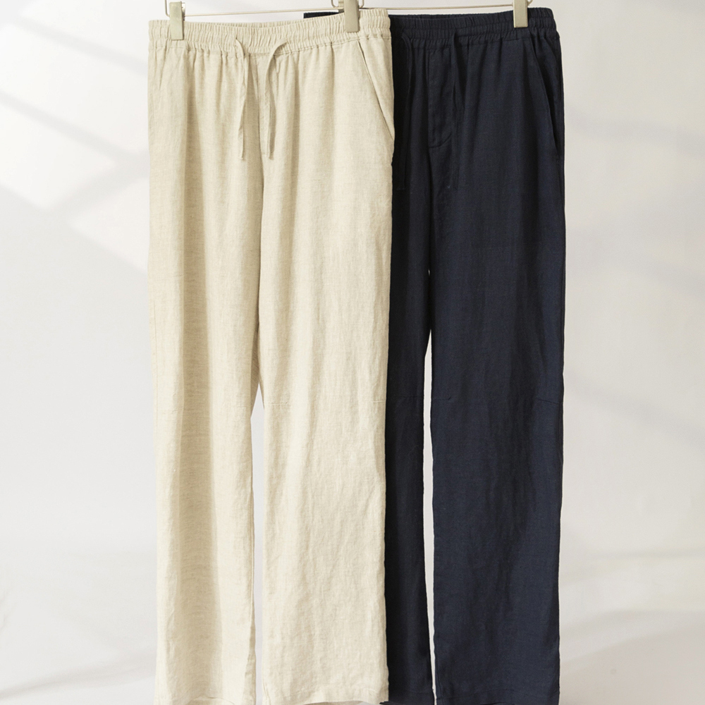 气质新款透气百搭时尚亚麻休闲裤