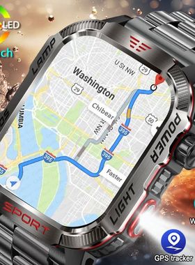 New For Huawei Xiaomi Military GPS Smart Watch Men Flashligh