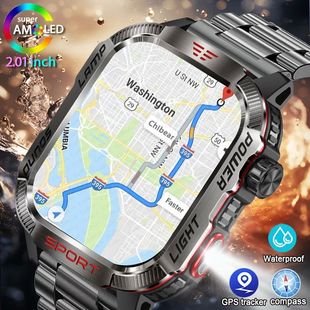 New For Huawei Xiaomi Military GPS Smart Watch Men Flashligh