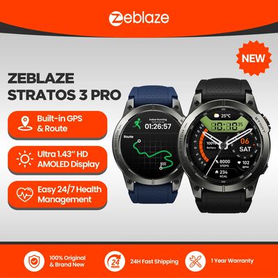 New Zeblaze Stratos 3 PRO GPS Smart Watch 1.43” HD AMOLED D