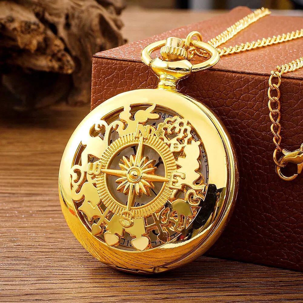 Antique Steampunk Vintage Arabic Numerals Quartz Pocket Watc