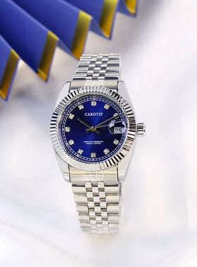 A Women's Silver Steel Strap Fashion Trend Roman Numeral Tou