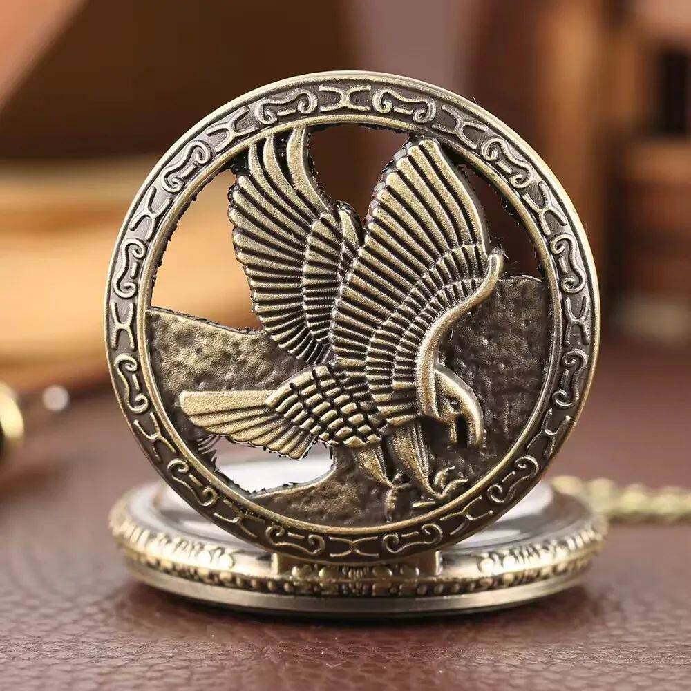 Vintage Necklace Pendant Steampunk Bronze Metal Eagle Antiqu