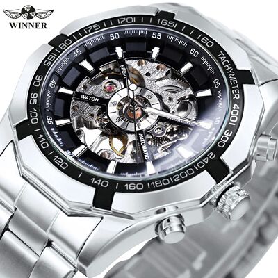 WINNER Classic Skeleton Watch for Men Luminous Hands Mechani