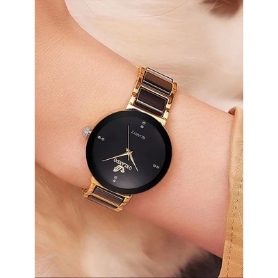 Women's Watch Fashion Versatile Room Gold Steel Band Quartz