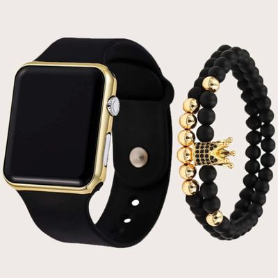 1pc Black Plastic Strap Fashionable Square Dial Electronic W