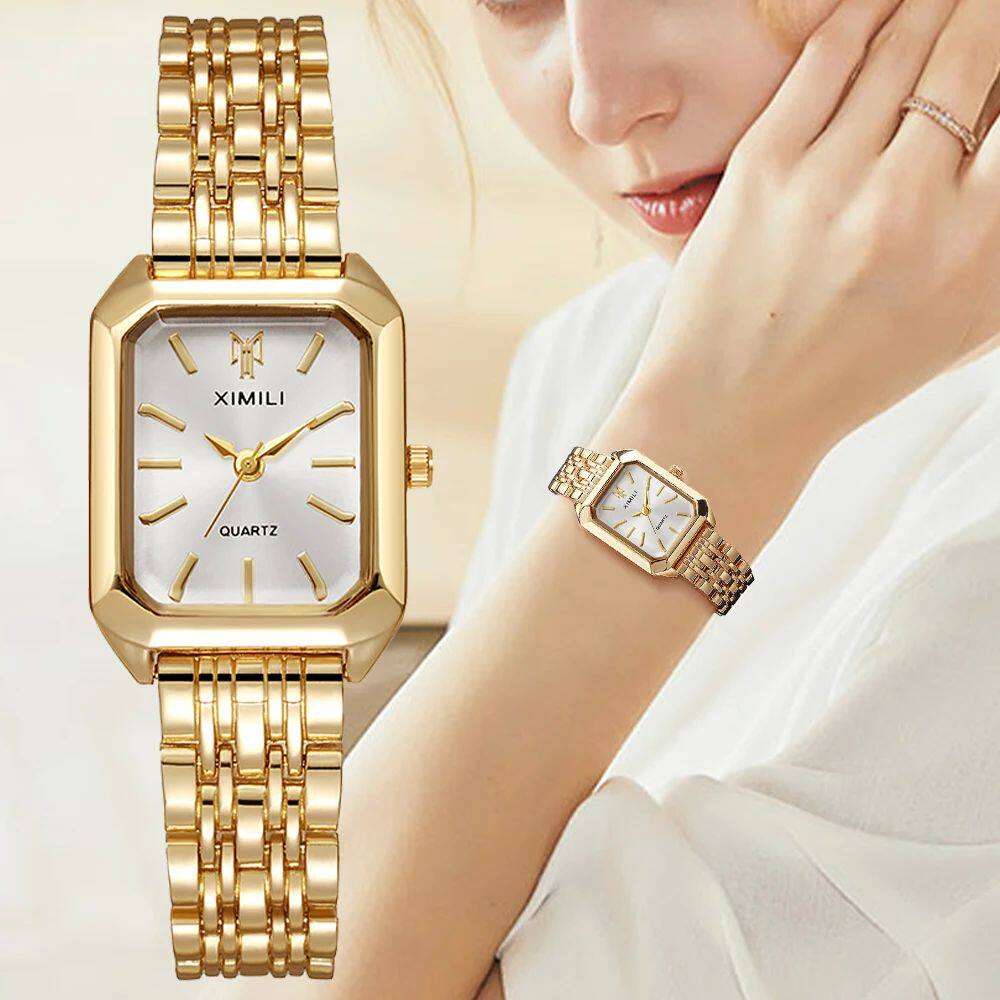 Luxury Women Watches Fashion Rectangle Ladies Steel Band Qua