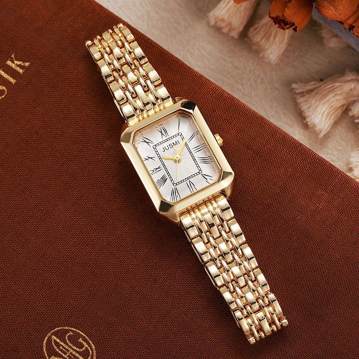 Light Luxury Fashion All-match Square Roman Graduated Quartz