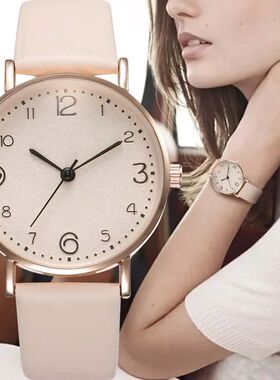 Women Watches Ladies Casual Arabic Numbers Leather Analog Qu