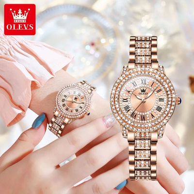 OLEVS 9943 Fashion Brand Women Watch Diamond Inlaid Roman Di