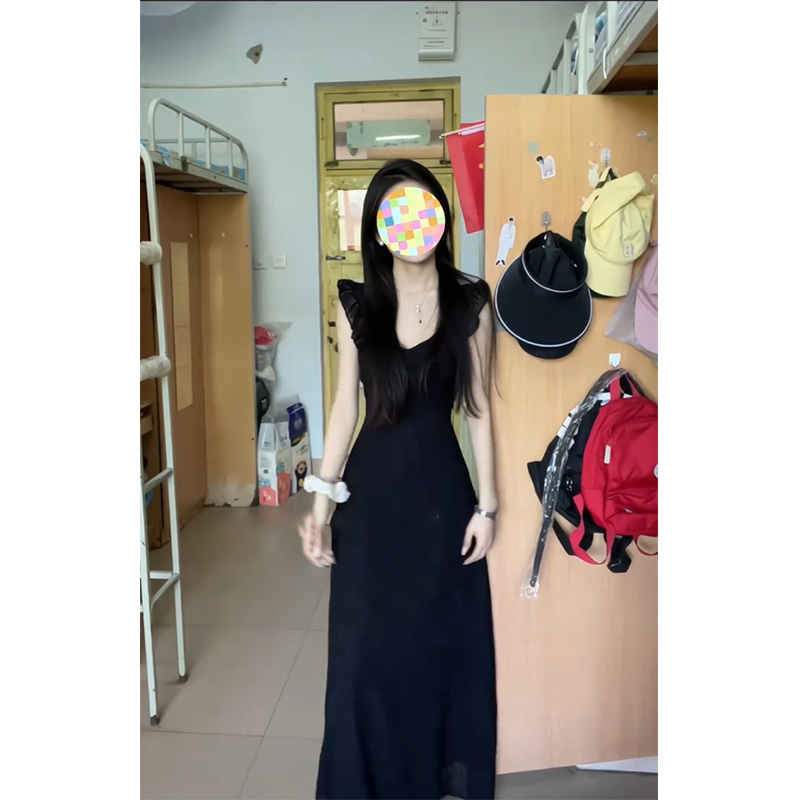 长裙黑色小飞袖今年流行爆款高级感连衣裙2025年夏季新款裙子女装