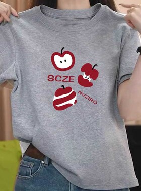 韩系灰色圆领纯棉短袖t恤女2026新款夏季爆款高级小众不撞衫上衣