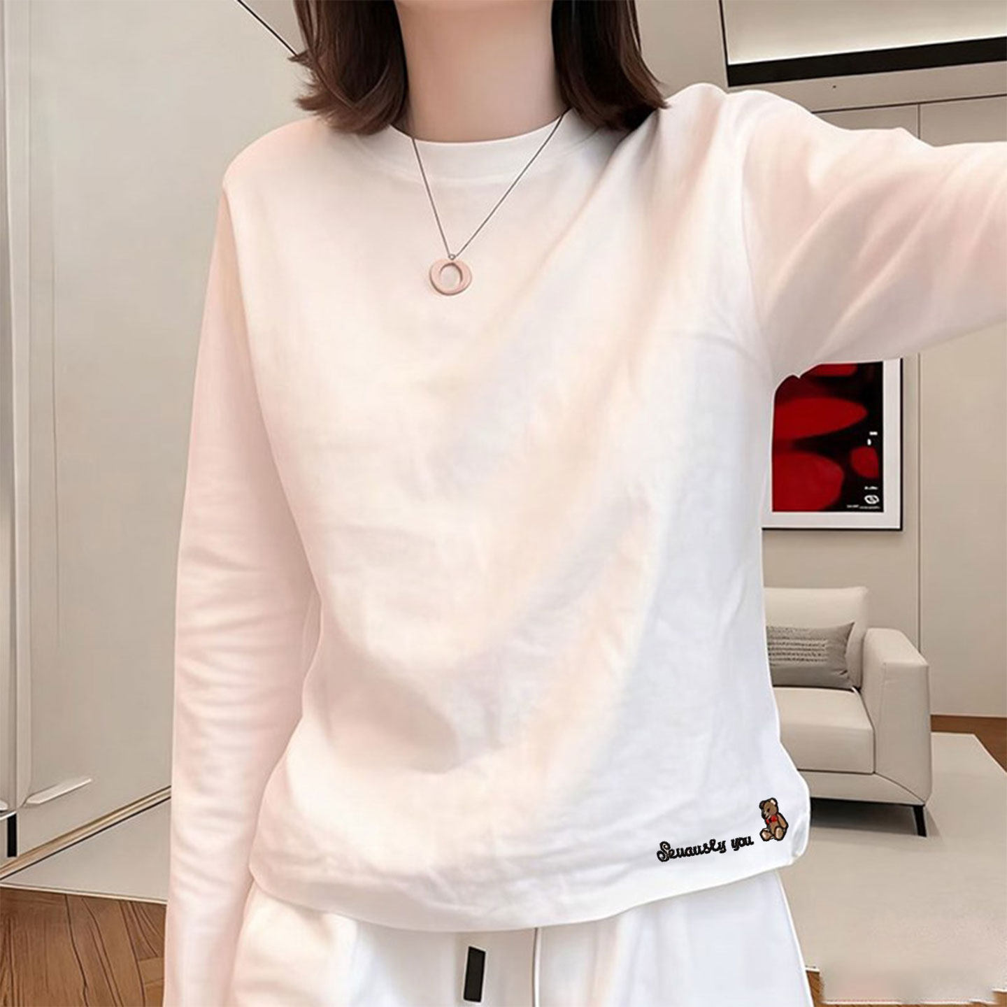 白色纯棉长袖t恤女装2026新款早春洋气欧货潮时髦内搭打底衫上衣