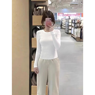 纯棉长袖t恤女2025新款今年流行爆款秋冬季内搭打底衫上衣高级感