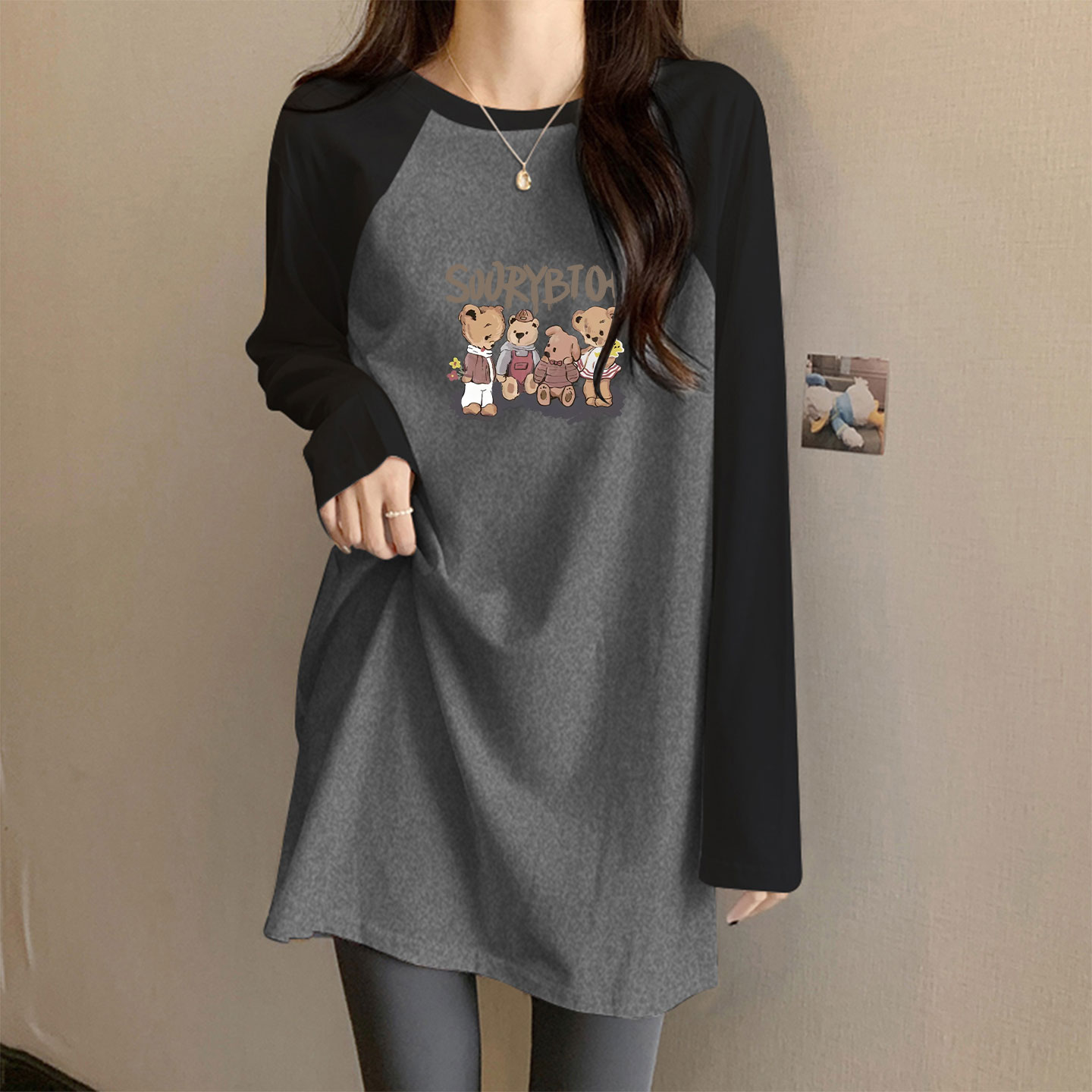 秋冬内搭打底衫女搭配鲨鱼裤的中长款遮屁股洋气高档长袖t恤上衣