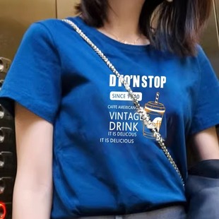 宽松百搭上衣 正肩纯棉短袖 T恤女2025新款 夏季 多巴胺女孩穿搭半袖