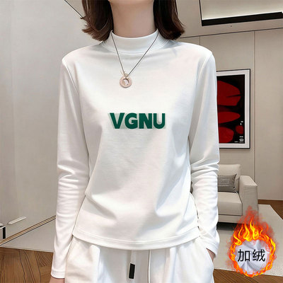 秋冬季德绒内搭半高领打底衫女2025新款今年流行爆款长袖t恤上衣