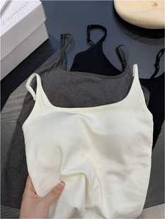 显瘦独特别致无袖 白色吊带背心女装 修身 夏季 上衣外穿 内搭2024新款