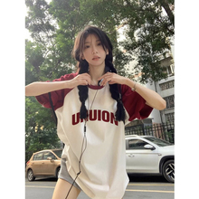 美式复古纯棉短袖t恤女夏季2025新款小众设计感欧货大码女装上衣