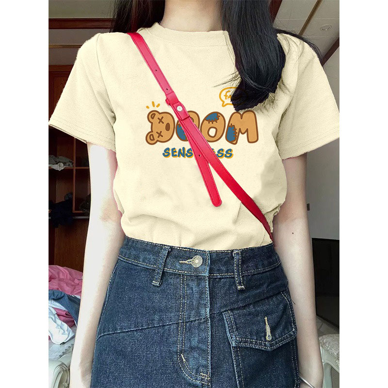 夏季新款美式纯棉短袖t恤上衣女