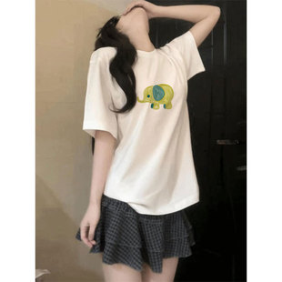 白色纯棉短袖t恤女2026新款夏季宽松韩系穿搭今年流行的女装上衣