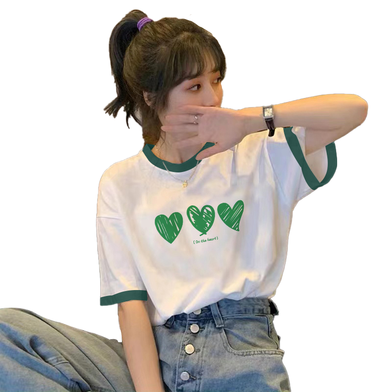 白色纯棉质感短袖t恤女夏季美式复古拼色高级感独特别致绝美上衣