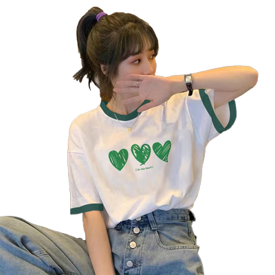夏季美式复古白色纯棉短袖t恤女