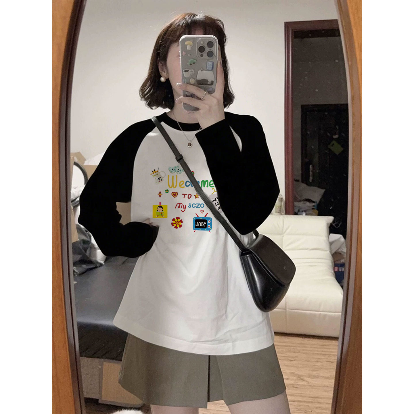 高级感纯棉插肩长袖t恤女装2025新款内搭打底衫早秋韩系穿搭上衣