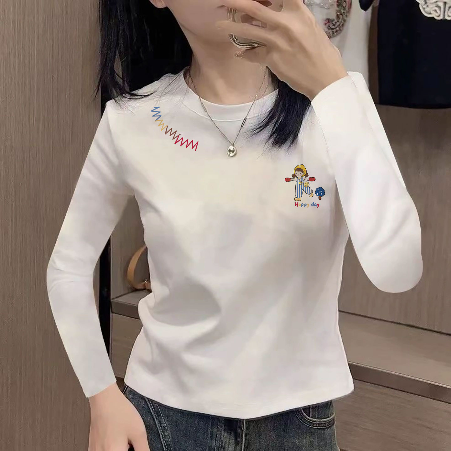 冬季内搭打底衫女2025新款纯棉长袖t恤巨好看的韩系早秋穿搭上衣