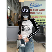 2026新款 t恤女装 早秋季 小众设计感修身 上衣 美式 短款 高街纯棉长袖