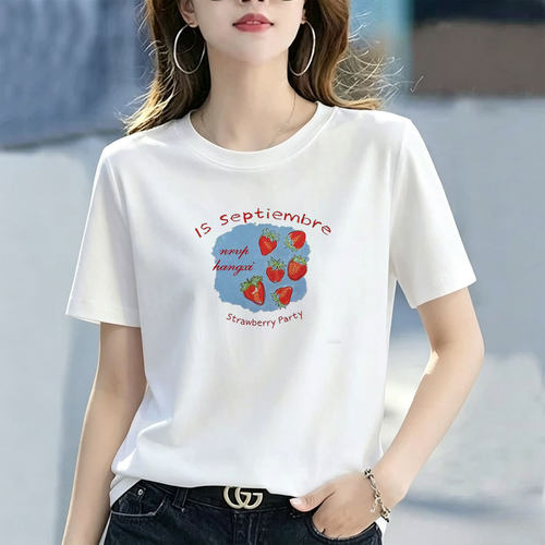 白色纯棉短袖t恤女装2026新款今年流行的爆款夏季上衣松弛感穿搭
