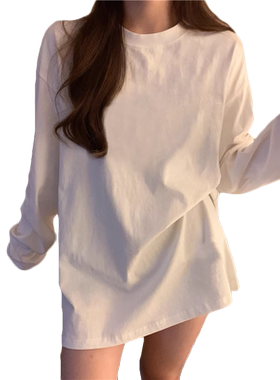 纯棉长袖上衣女秋冬加绒打底衫