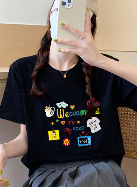 黑色高级感纯棉短袖t恤女装2026新款夏季宽松显瘦潮牌设计感上衣