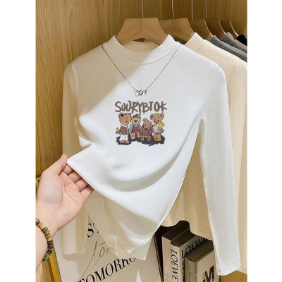 秋冬季德绒加厚半高领内搭打底衫女2025新款小立领长袖t恤上衣服