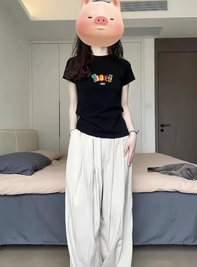 正肩纯棉短袖t恤女装2026夏季新款洋气百搭黑色修身显瘦辣妹上衣