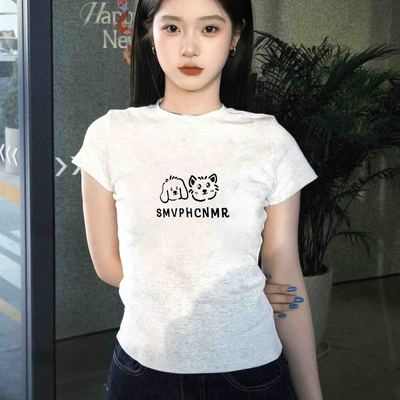 白色修身显瘦纯棉短袖t恤女2025新款爆款辣妹夏日韩系漂亮小上衣